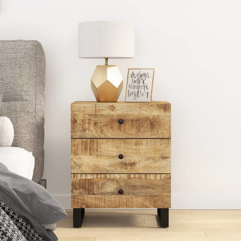 Bedside Cabinet 19.7"x13"x24.4" Solid Wood Mango&Engineered Wood