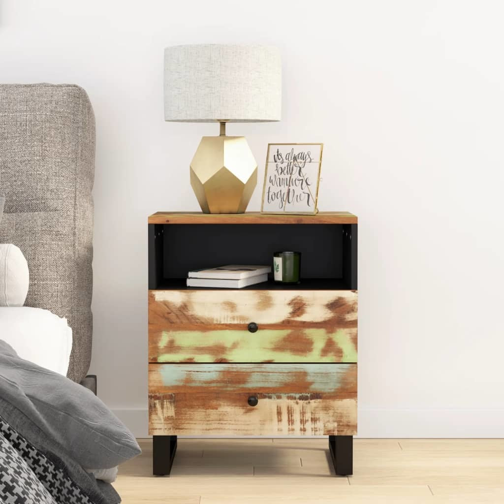 Bedside Cabinet 19.7"x13"x24.4" Solid Wood Reclaimed&Engineered Wood