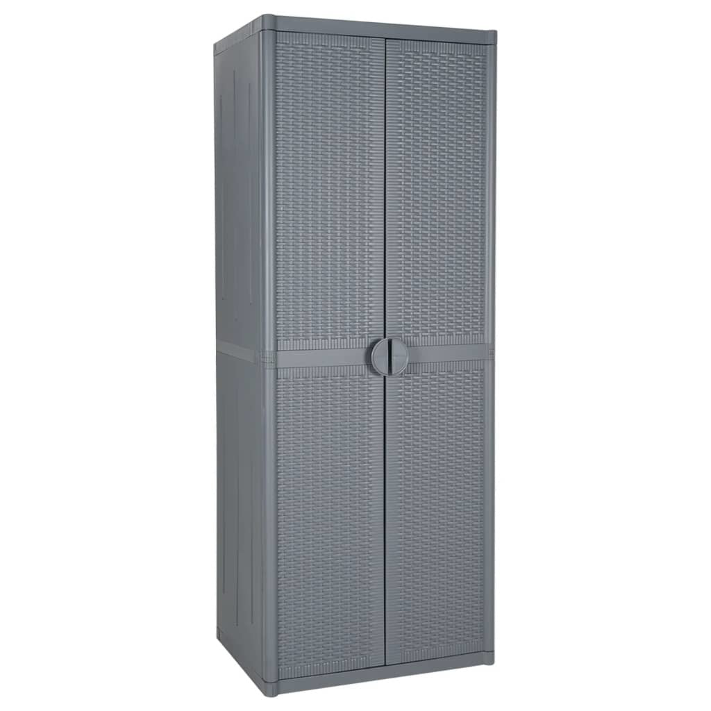 Garden Storage Cabinet Gray 25.6"x17.7"x67.7" PP Rattan