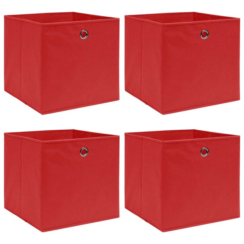 Storage Boxes 4 pcs Red 12.6"x12.6"x12.6" Fabric