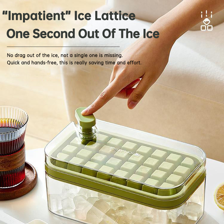 Ice Cube Tray With Lid And Bin, 64 Pcs Ice Cubes Molds, Ice Trays For Freezer, Ice Cube Tray Mold, With 2 Trays, Ice Freezer Container, Spill-Resistant Removable Lid & Ice Scoop, For Whiskey,Cocktail