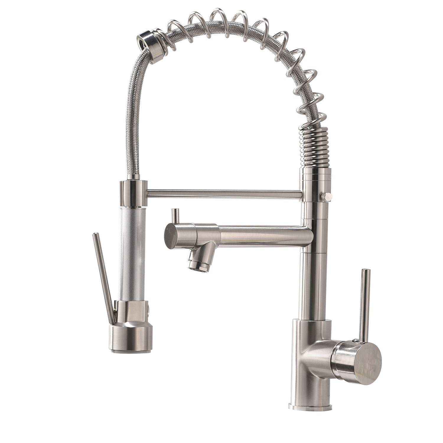 Single Handle Pull Down Sprayer Kitchen Faucet in Brushed Nickel