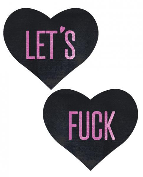 Pastease Let&#039;s F*ck Hearts Black O/S Pasties