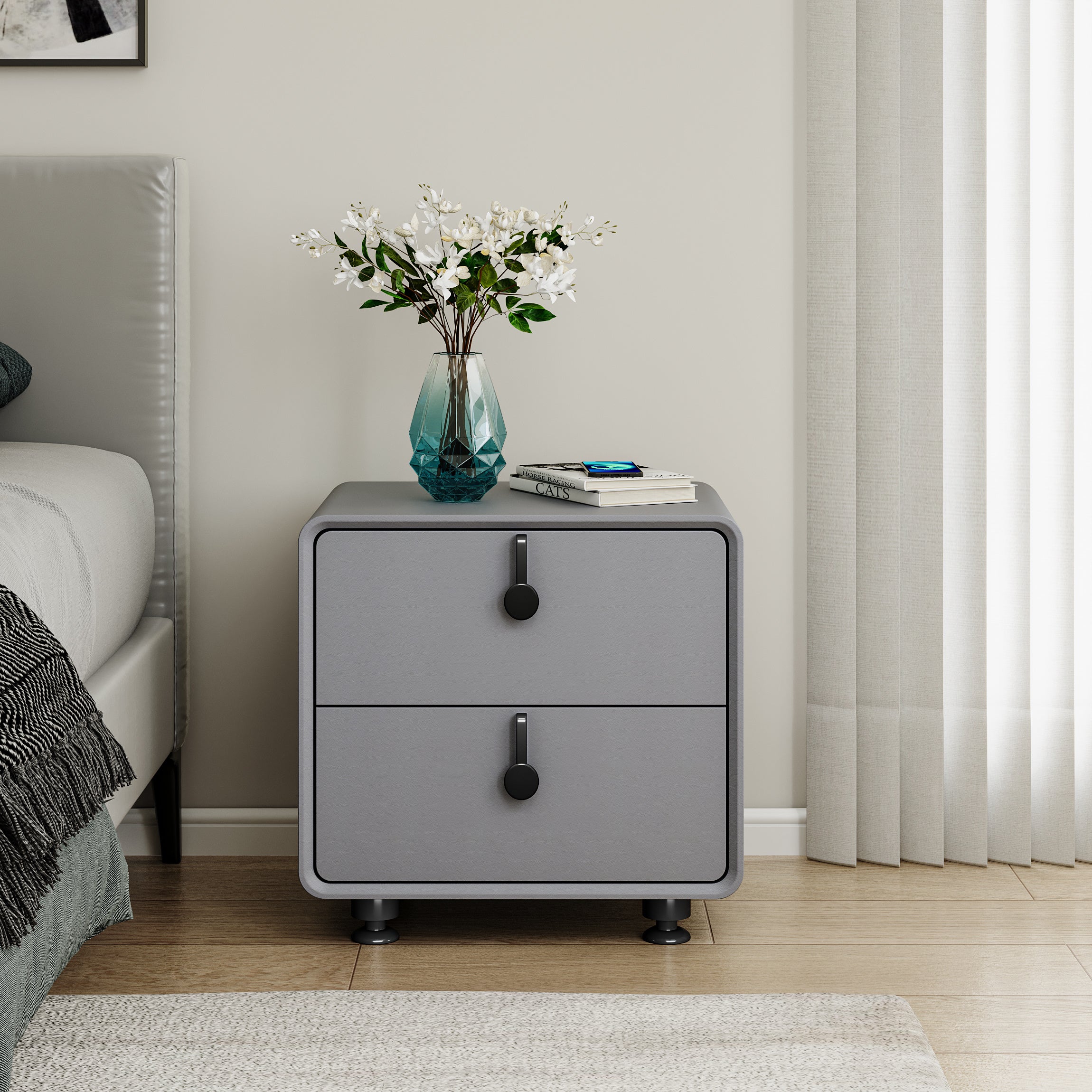 Gray Wood Nightstand