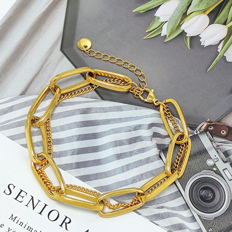 Titanium Steel Retro Fashion Europe and the United States Gold Long Chain