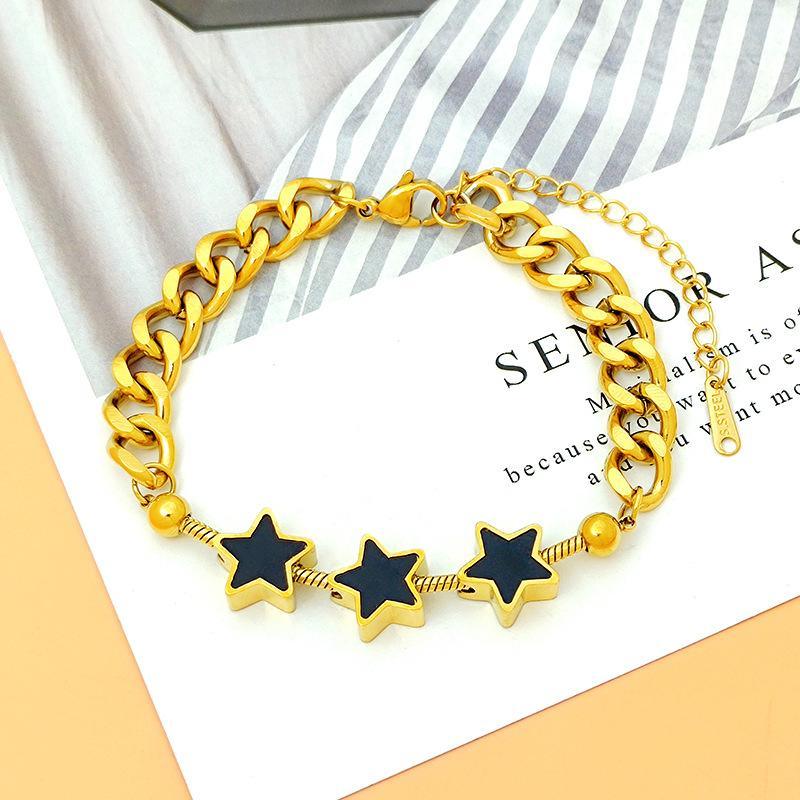 Cross-border wholesale Europe and the United States niche light luxury design fashion simple star piece chain stainless steel bracelet