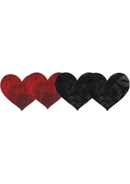 Stolen Kisses Hearts Pasties Red &amp; Black 2 Pack