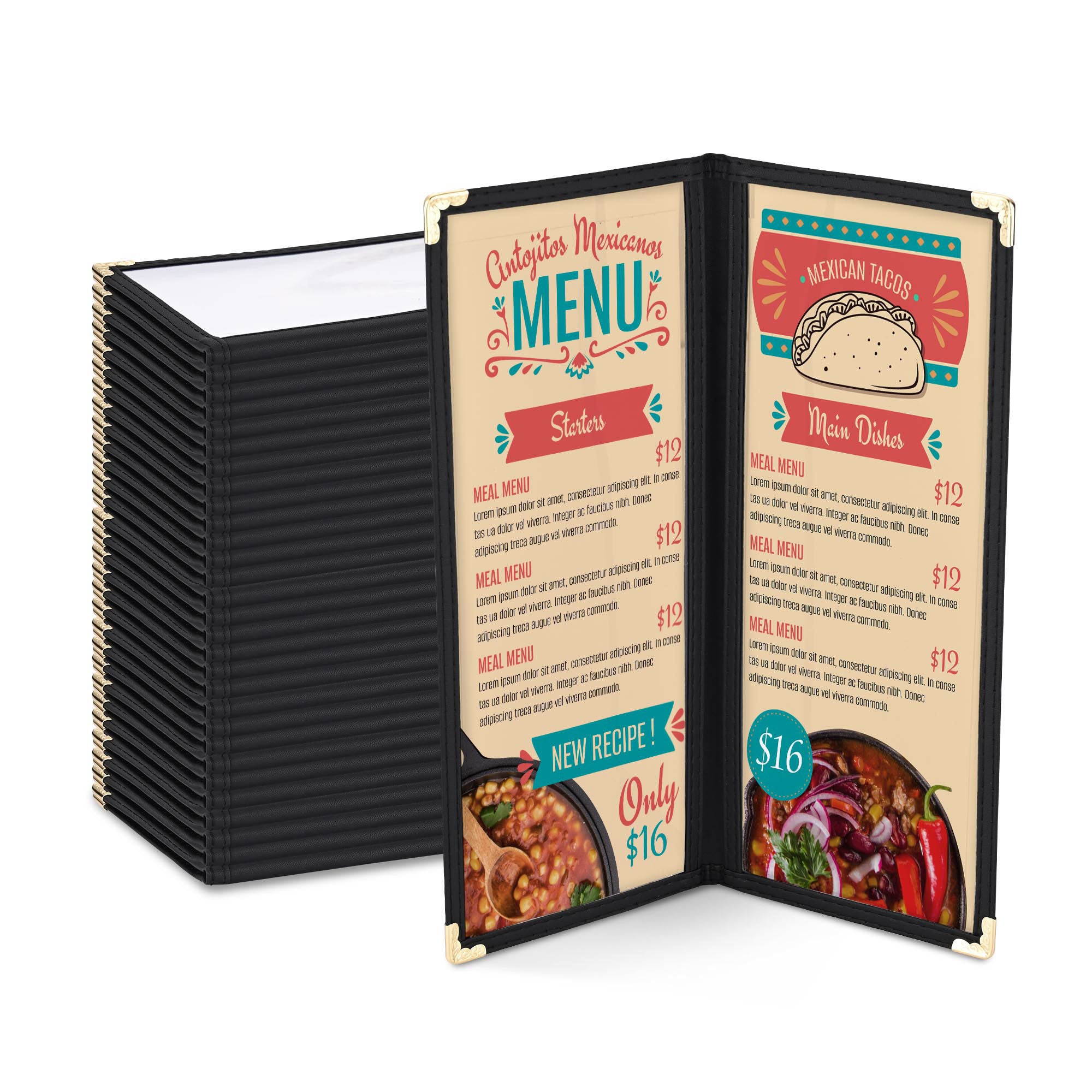 1-volume 2-page 4x11in Menu Cover