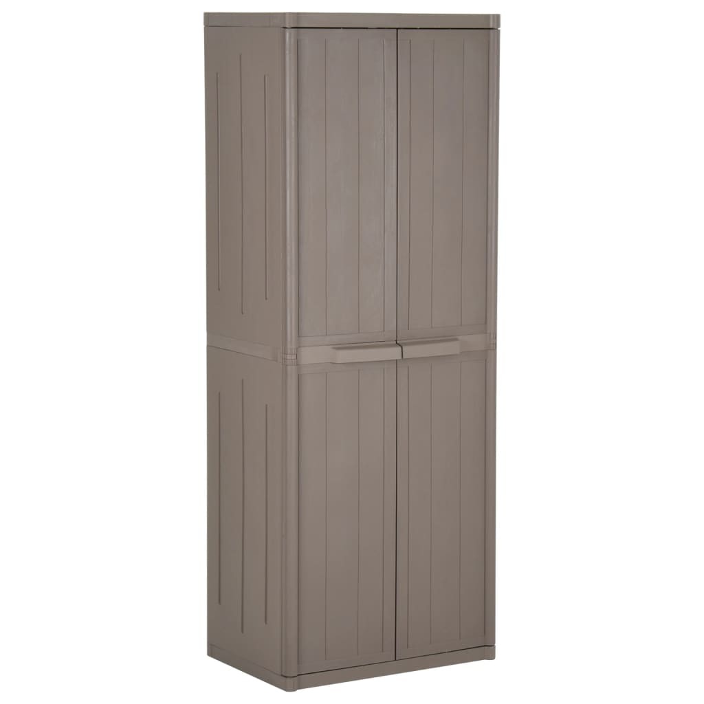 Garden Storage Cabinet Brown 25.6"x17.7"x67.7" PP Wood Look
