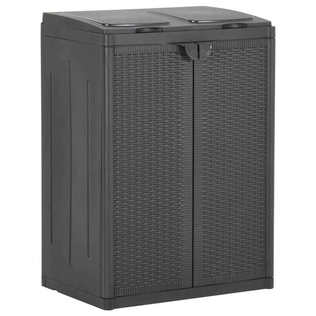 Trash Bin with 2 Doors Black 25.6"x17.7"x34.6" PP