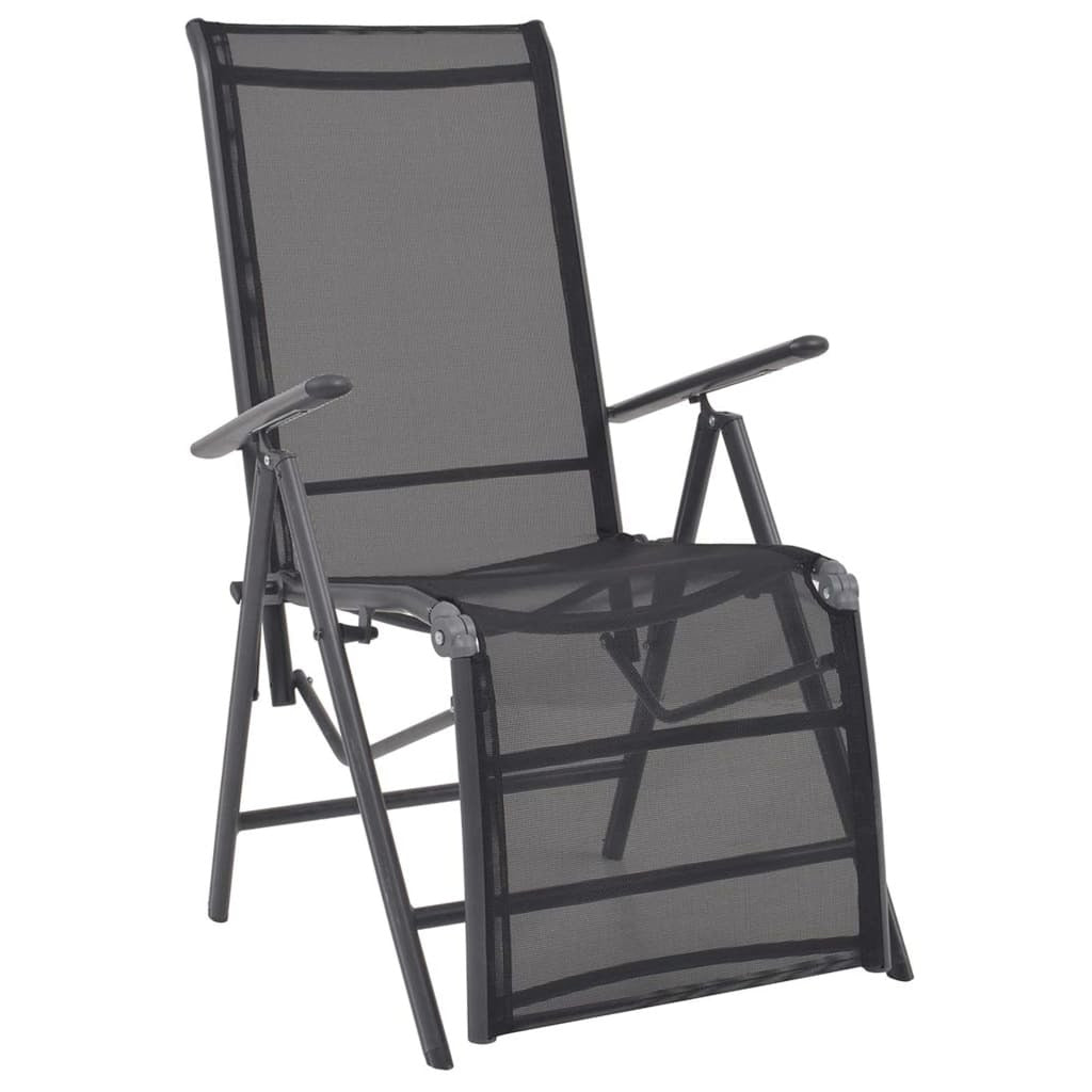 Reclining Deck Chair Aluminum and Textilene Black