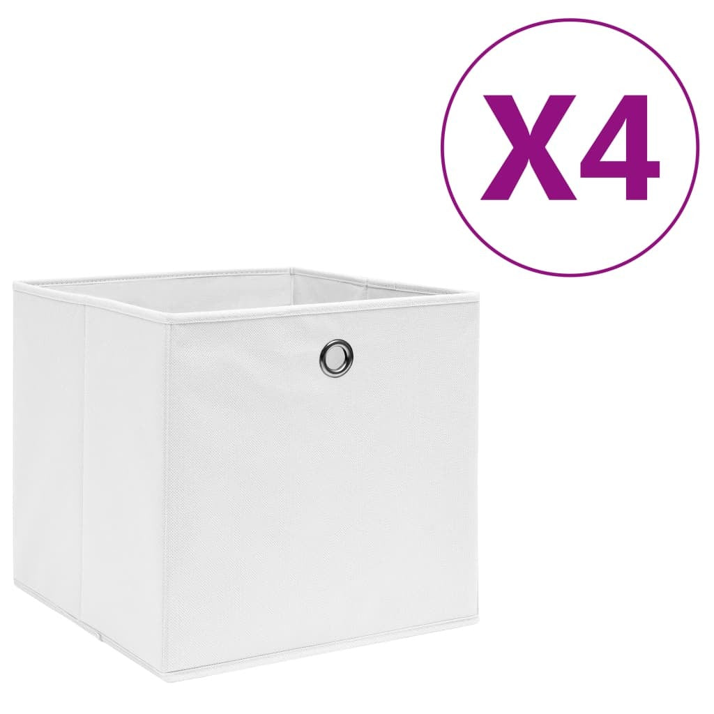 Storage Boxes 4 pcs Non-woven Fabric 11"x11"x11" White