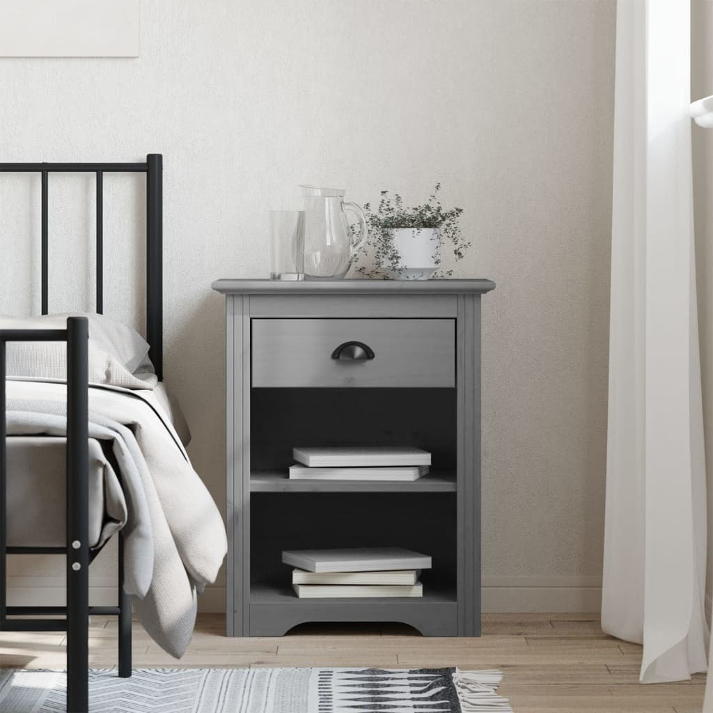 Bedside Cabinet BODO Gray 20.9"x15.2"x26" Solid Wood Pine