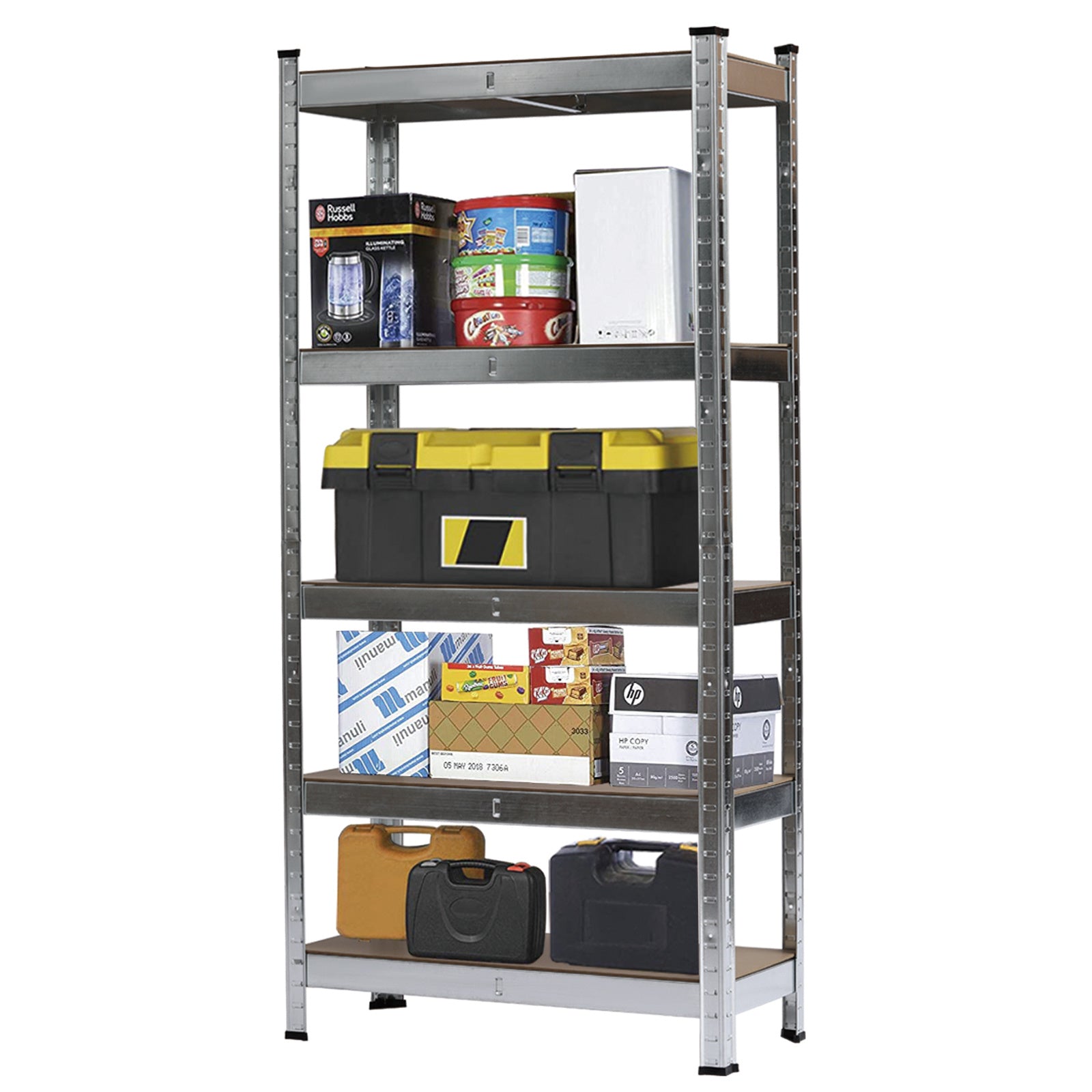 150 x 75 x 30cm 5 Tiers Galvanizing Storage Rack Gray