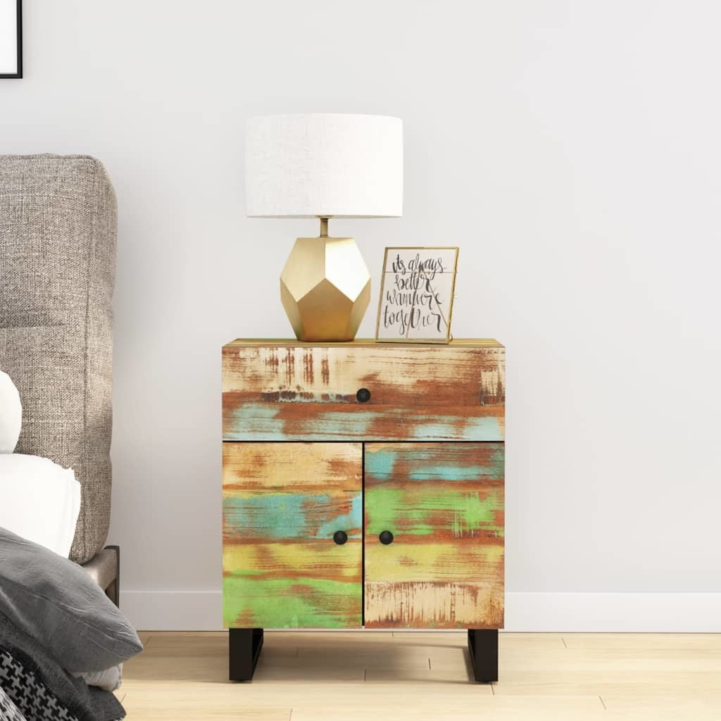 Bedside Cabinet 19.7"x13"x23.6" Solid Wood Reclaimed&Engineered Wood