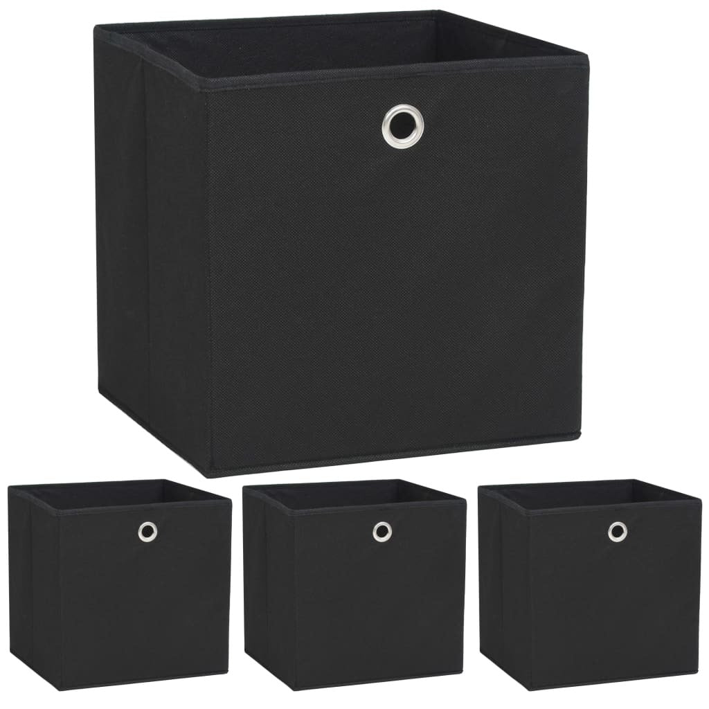 Storage Boxes 4 pcs Non-woven Fabric 12.6"x12.6"x12.6" Black