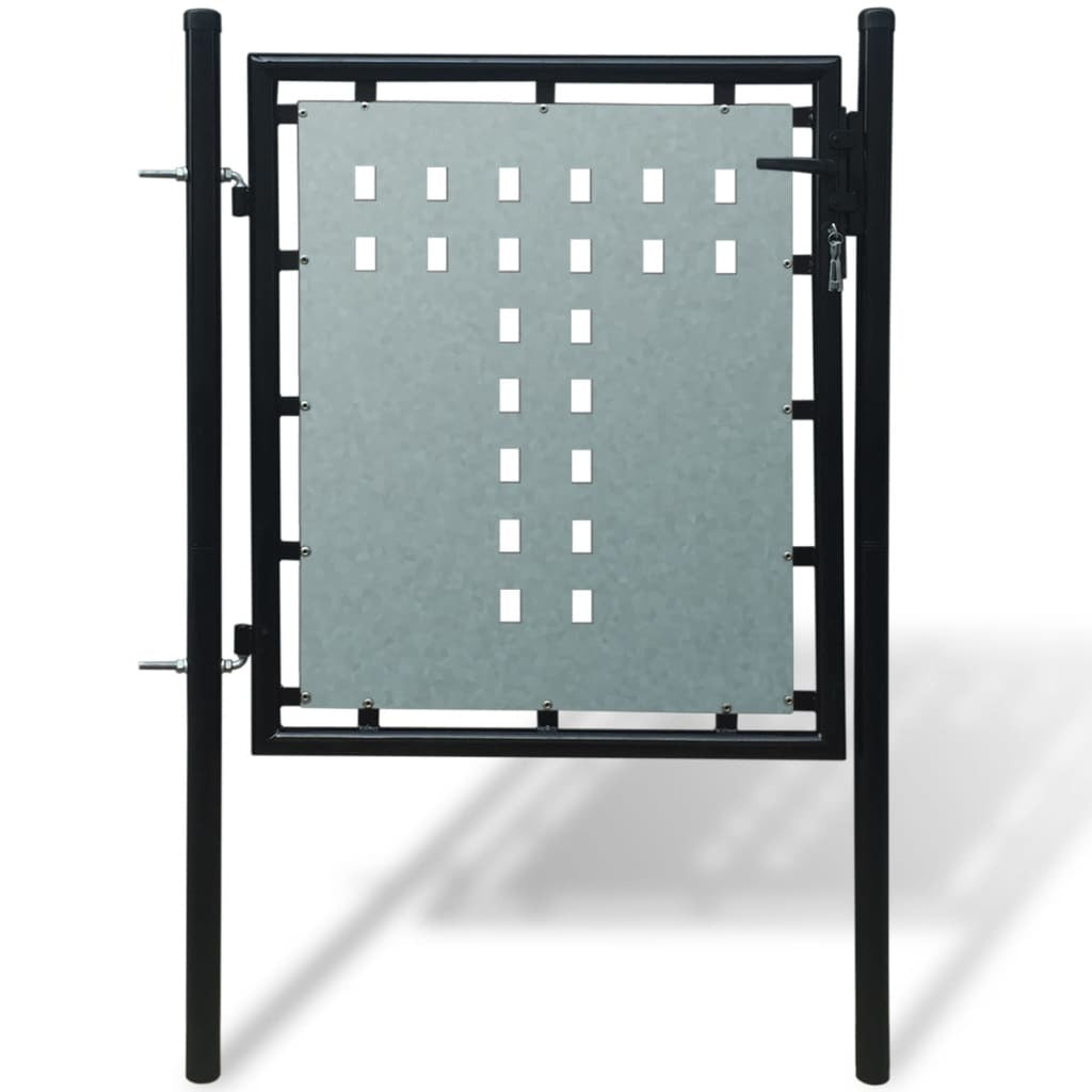 Black Single Door Fence Gate 39.4"x49.2"