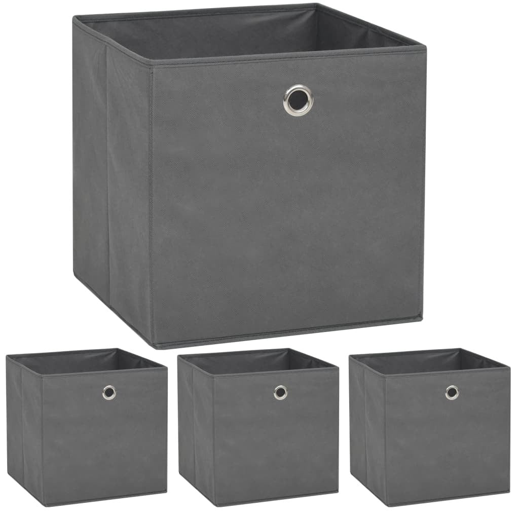 Storage Boxes 4 pcs Non-woven Fabric 12.6"x12.6"x12.6" Gray