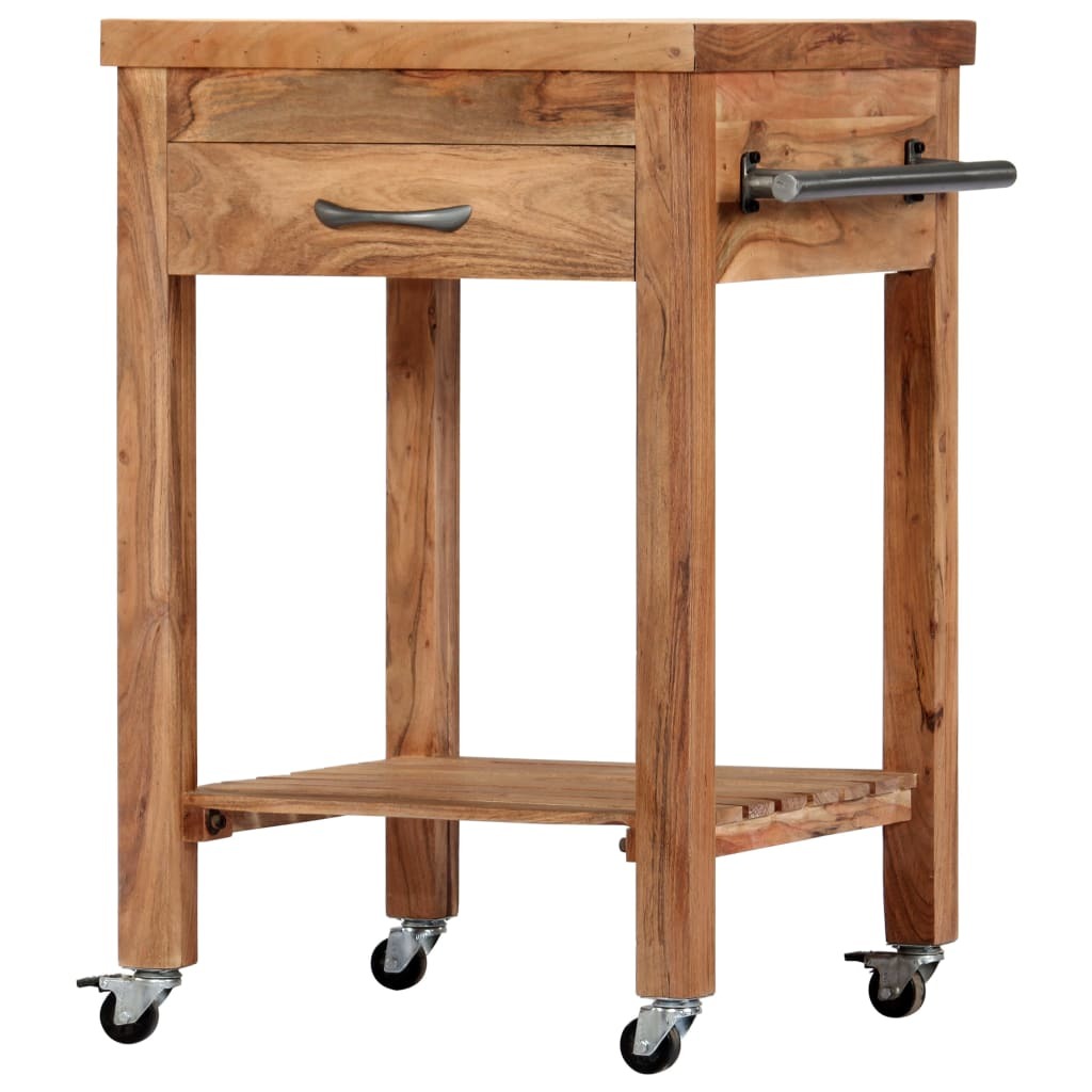 Kitchen Trolley 22.8"x22.8"x35" Solid Wood Acacia