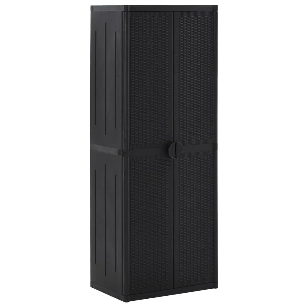 Garden Storage Cabinet Black 25.6"x17.7"x67.7" PP Rattan