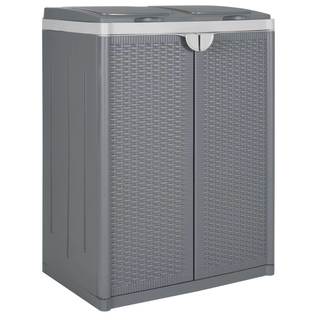 Trash Bin with 2 Doors Gray 25.6"x17.7"x34.6" PP