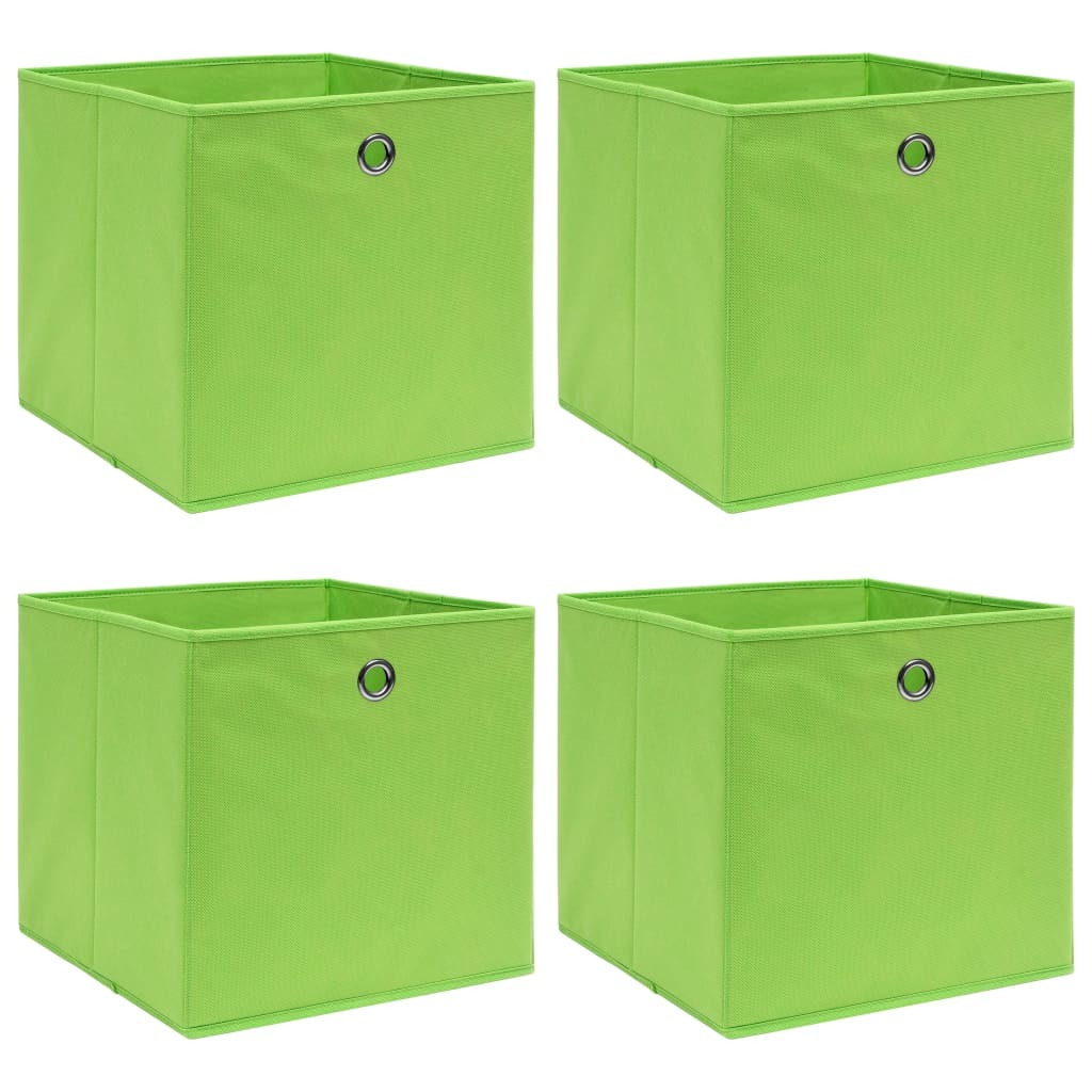 Storage Boxes 4 pcs Green 12.6"x12.6"x12.6" Fabric