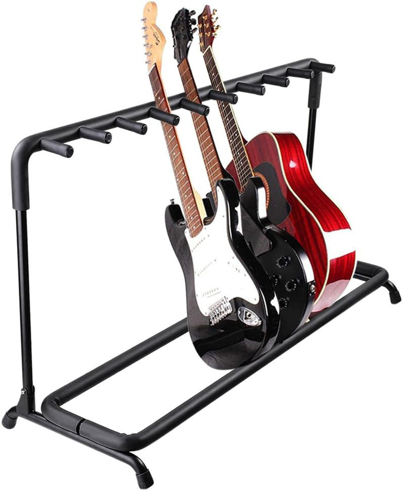 5 core 9 Holder Multi Guitar Stand Rack, Folding Universal Display Rack, Portable Black Holds Up to 9 Guitars W No slip Rubber Padding for Classical Acoustic, Electric, Bass, Banjo, Violin-GRack 9N1