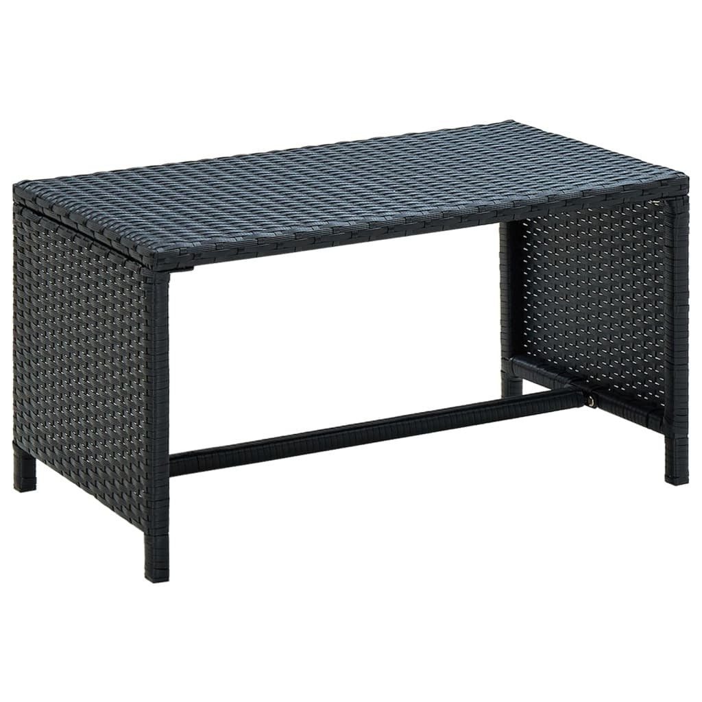 Coffee Table Black 27.6"x15.7"x15" Poly Rattan