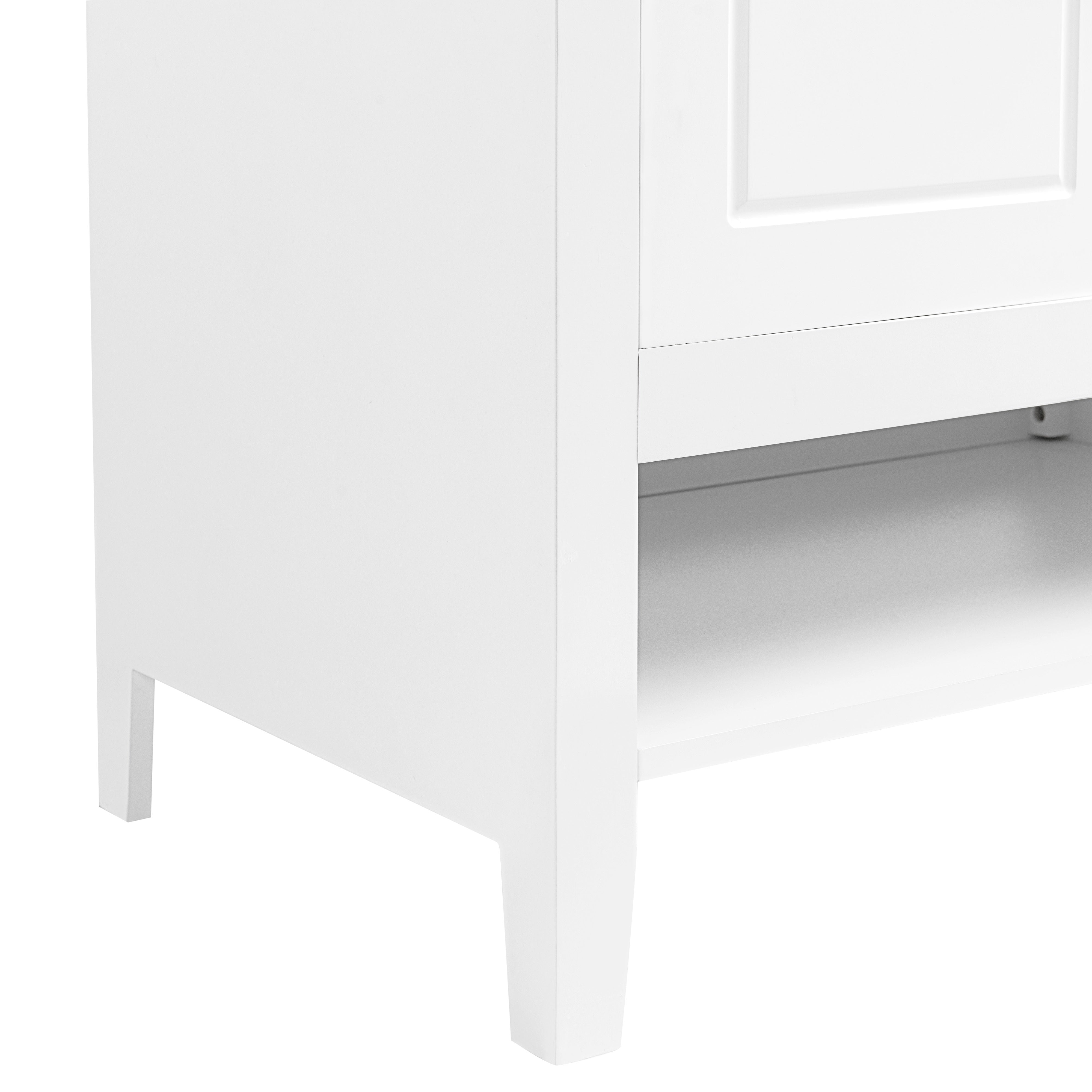 30" Bathroom Vanity with Sink, Multi-functional Bathroom Cabinet with Doors and Drawers, Solid Frame and MDF Board, White