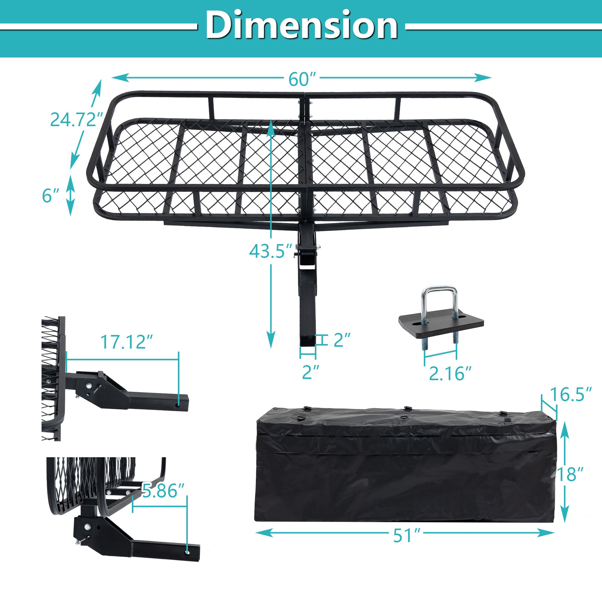 60" x 24" x 6" Folding Cargo Basket