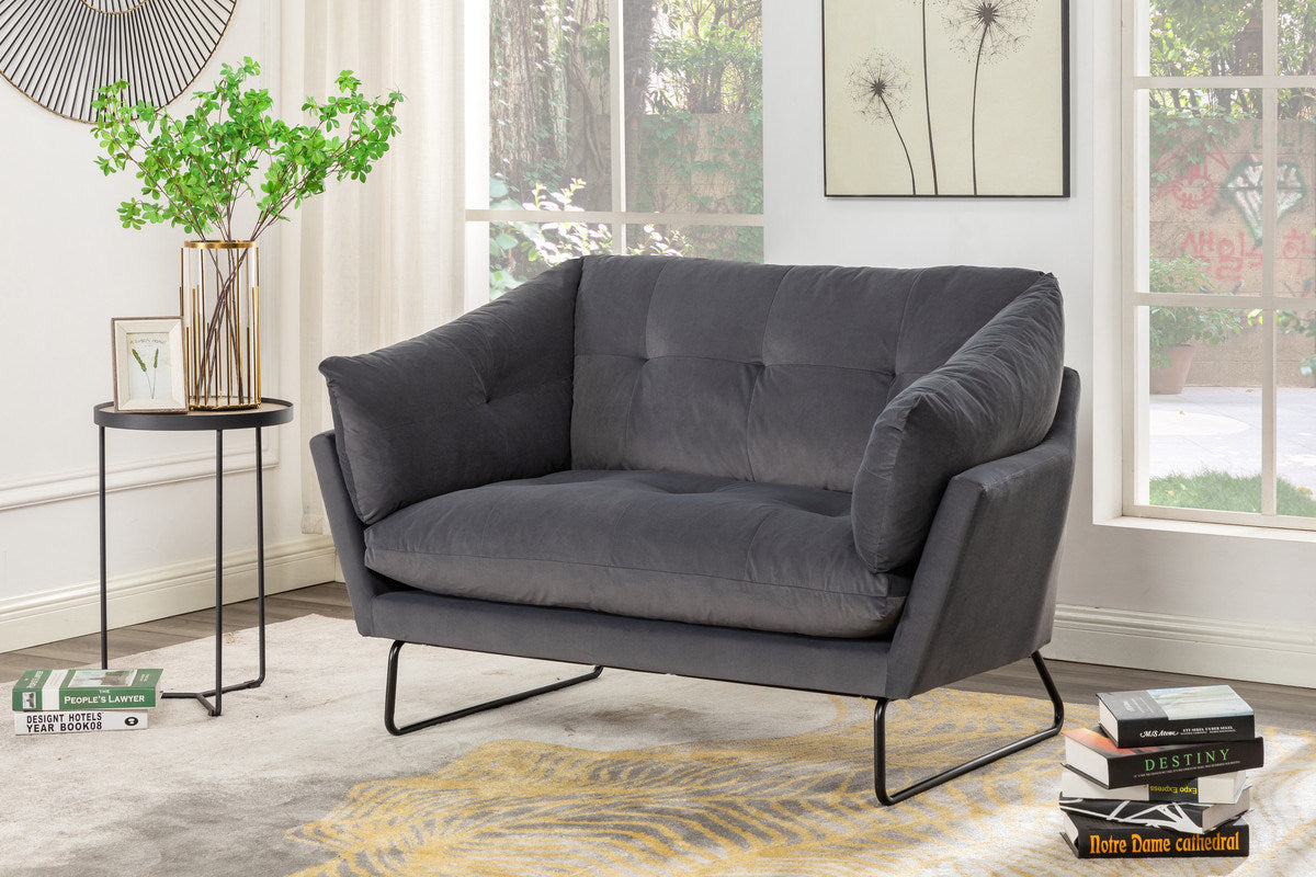 Karla 56.5" Dark Gray Velvet Contemporary Loveseat