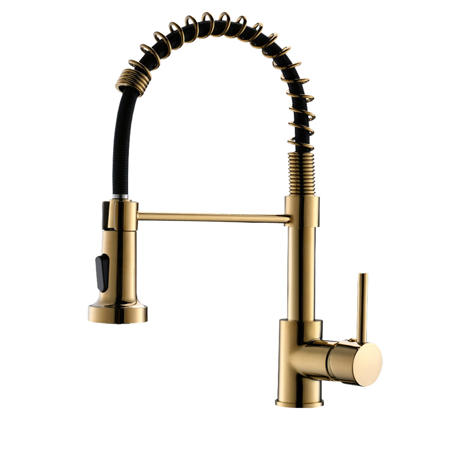 Single Handle Pull-Down Sprayer Kitchen Faucet in Gold