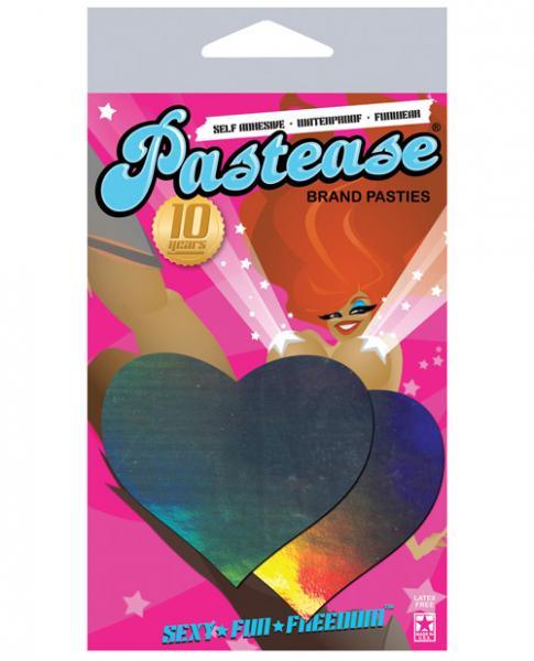 Pastease Hologram Heart Silver Pasties O/S