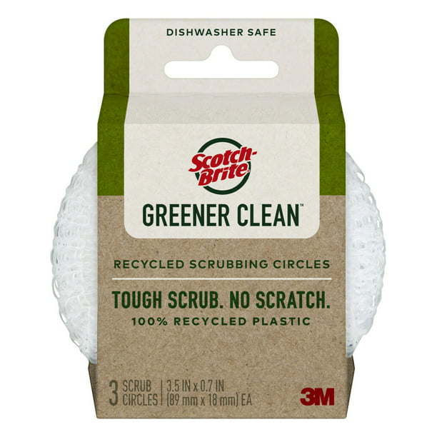 Scotch-Brite Greener Clean Recycled Scrubbing Circles, 3 Scrubbers