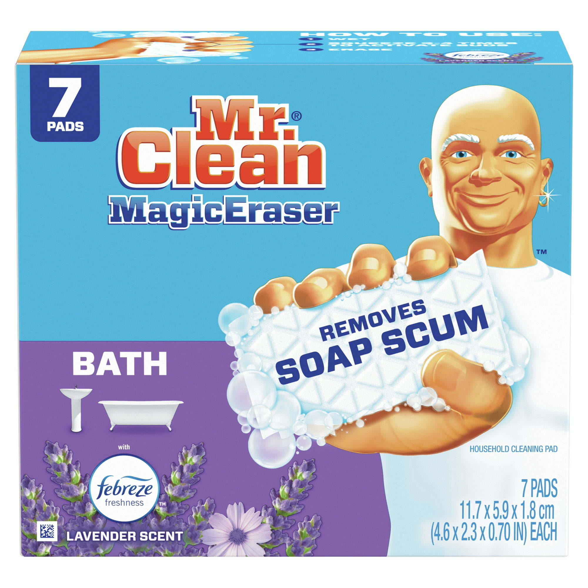 Mr. Clean Magic Eraser Bath Scrubber with Febreze Lavender Scent, 7 Ct