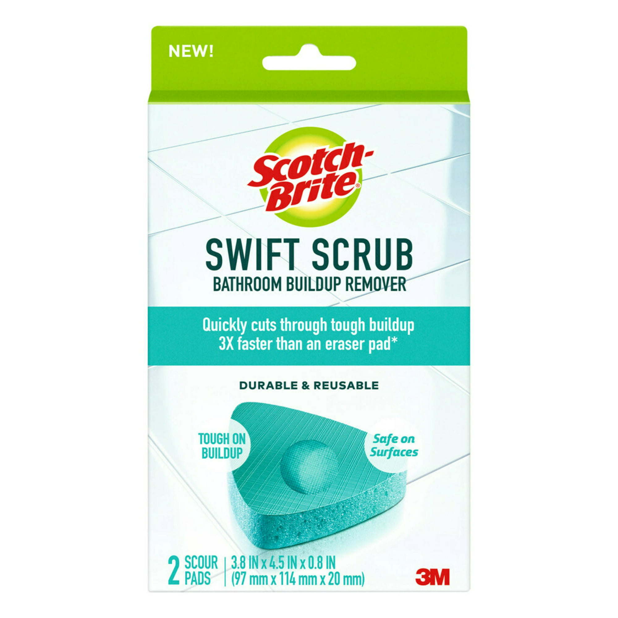 Scotch-Brite Swift Scrub Bathroom Buildup Remover Scrub Pads, 2 Scrubbing Pads