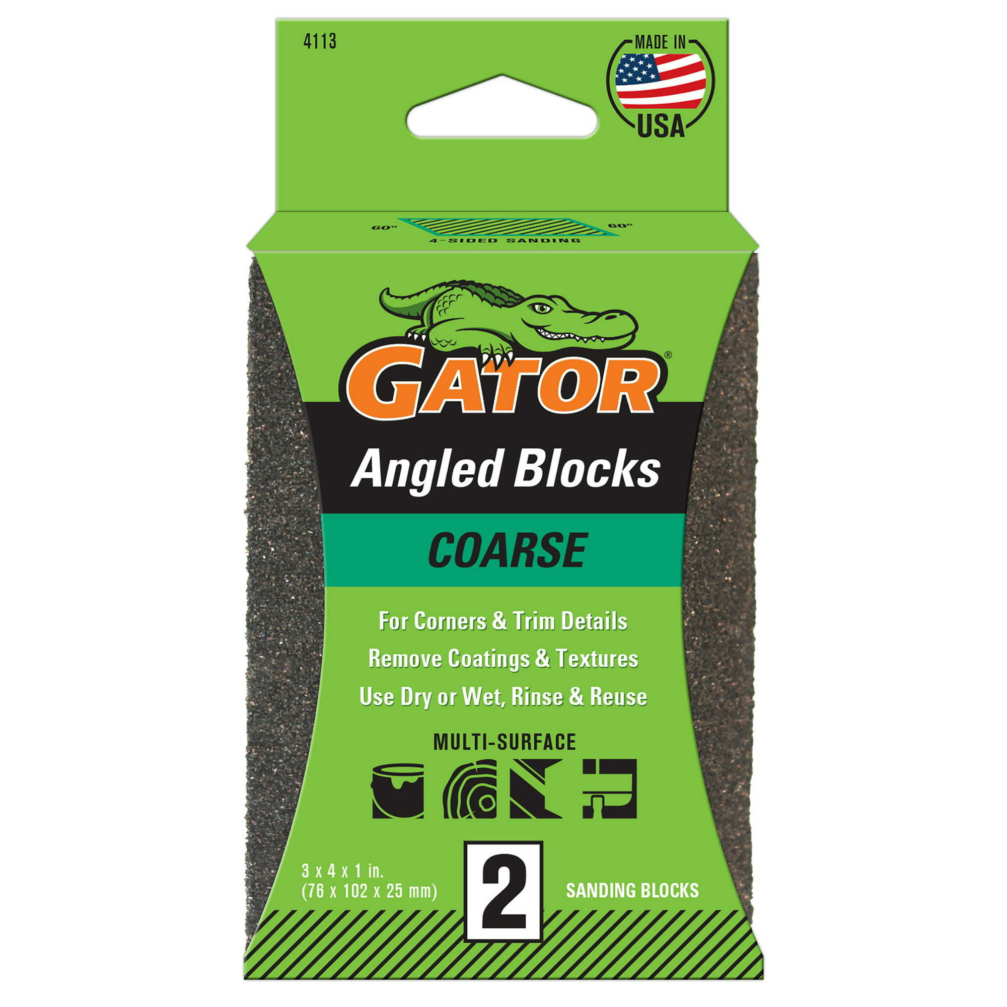 Gator 2-5/8x4 Double Angled Sponge Coarse, 2 Pack