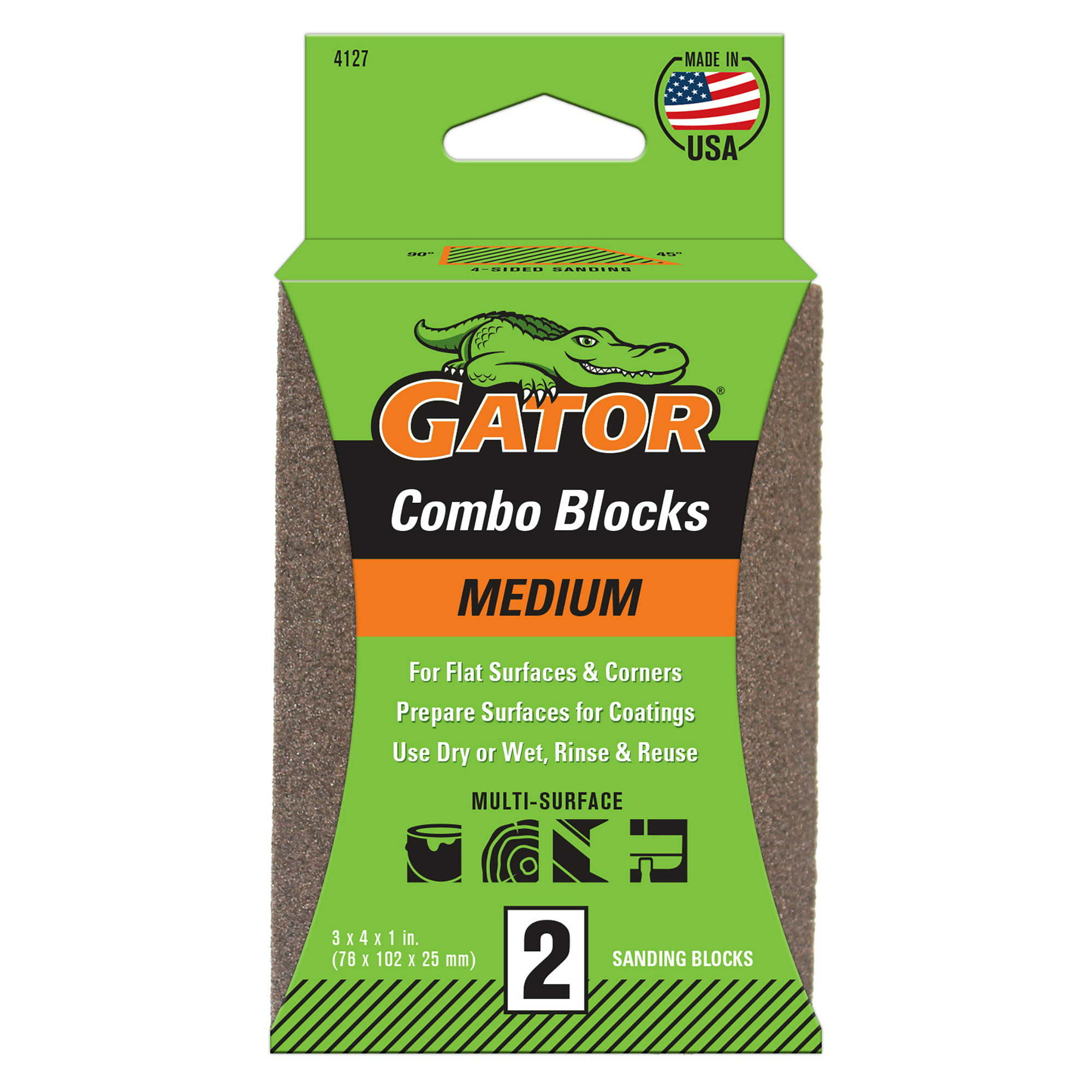 Gator 2-5/8x4 Angled Sponge Medium, 2 Pack