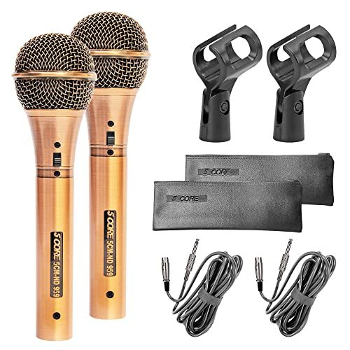 5 Core Microphone wired Professional Dynamic Vocal Neodymium Cardioid Unidirectional Handheld Mic for Speakers Karaoke steel Mesh Grille Metal Body ON/Off Switch 16ft Detachable Cable -ND 959 Elantra
