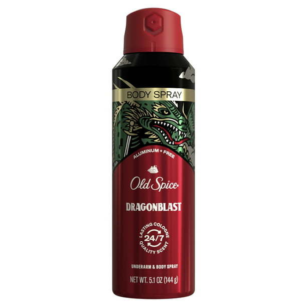 Old Spice Aluminum Free Body Spray for Men, Dragonblast 5.1 Oz