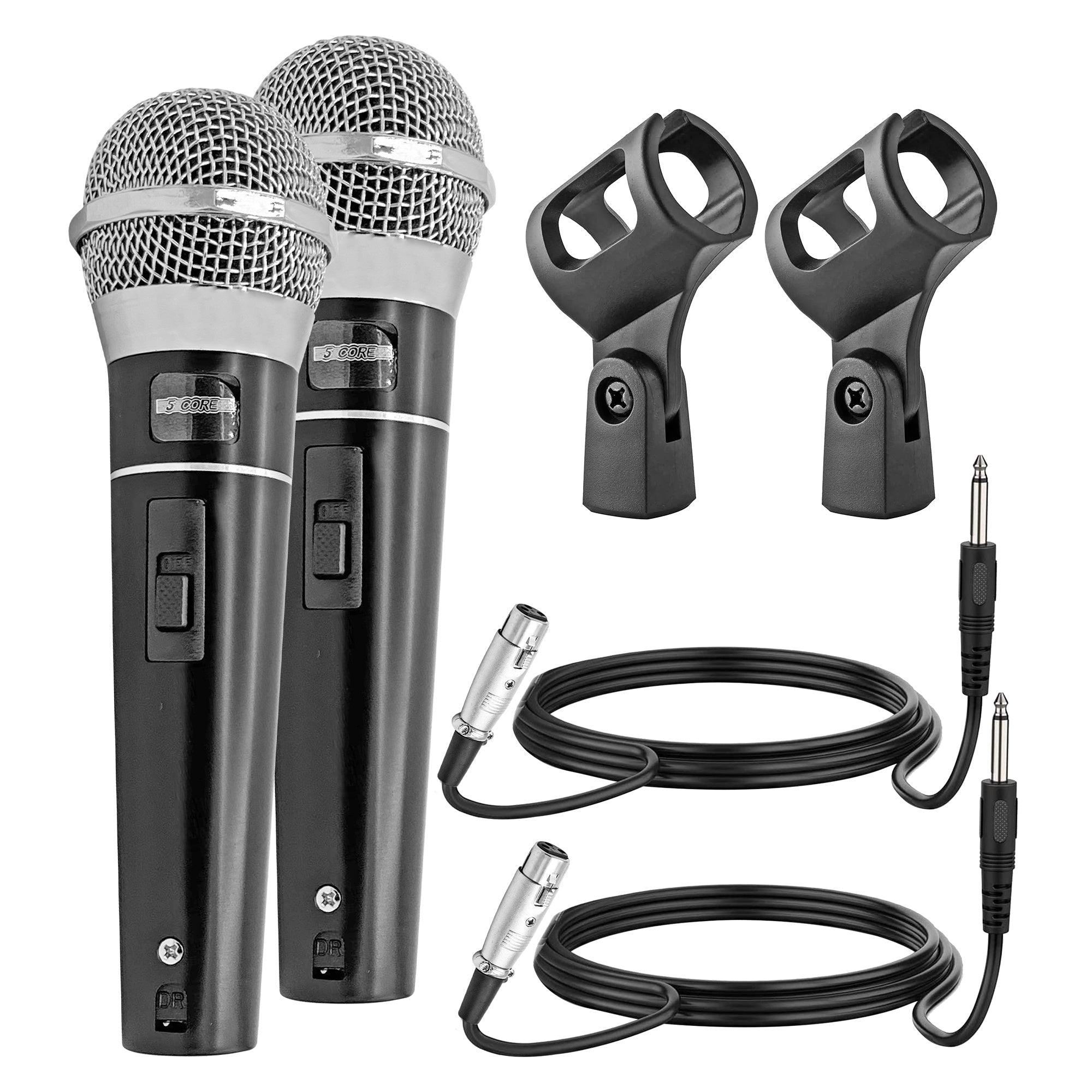 5 Core Premium Handheld Microphone Unidirectional Vocal Dynamic Cardioid Mic W Detachable 10ft XLR Cable Mic Clip Mesh Grille & ON/Off Switch Suited for Speakers Amp Mixers Karaoke Singing- PM100