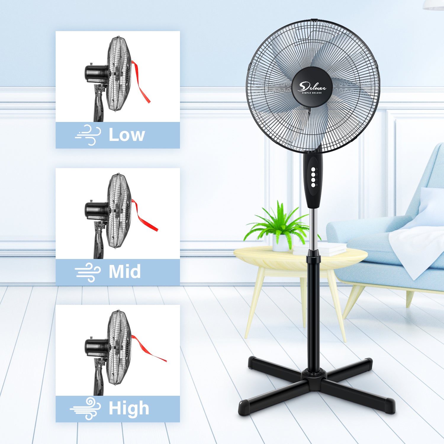 2-Pack Oscillating 16″ 3 Adjustable Speed Pedestal Stand Fan for Indoor, Bedroom, Living Room, Home Office & College Dorm Use, 16 Inch, BlackOffice & 