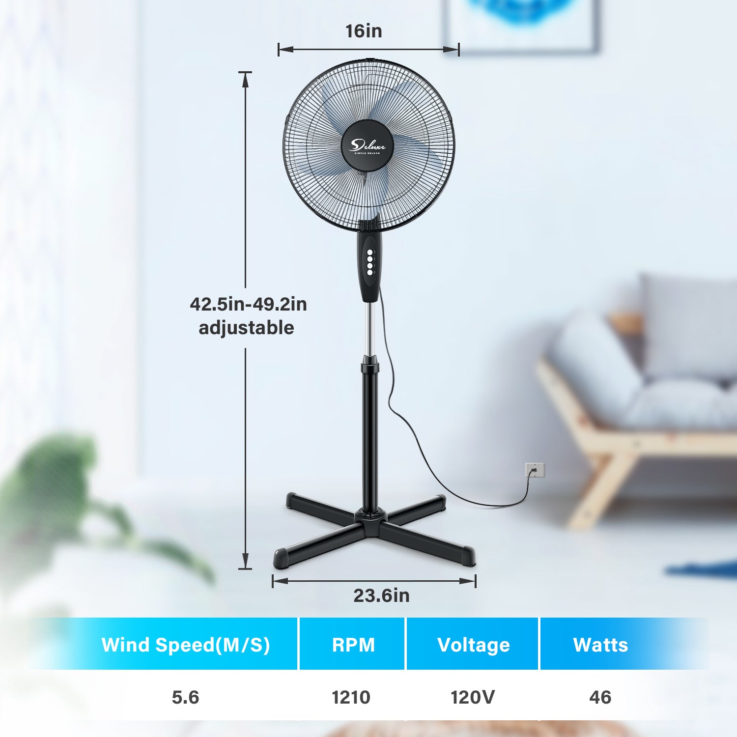 2-Pack Oscillating 16″ 3 Adjustable Speed Pedestal Stand Fan for Indoor, Bedroom, Living Room, Home Office & College Dorm Use, 16 Inch, BlackOffice & 