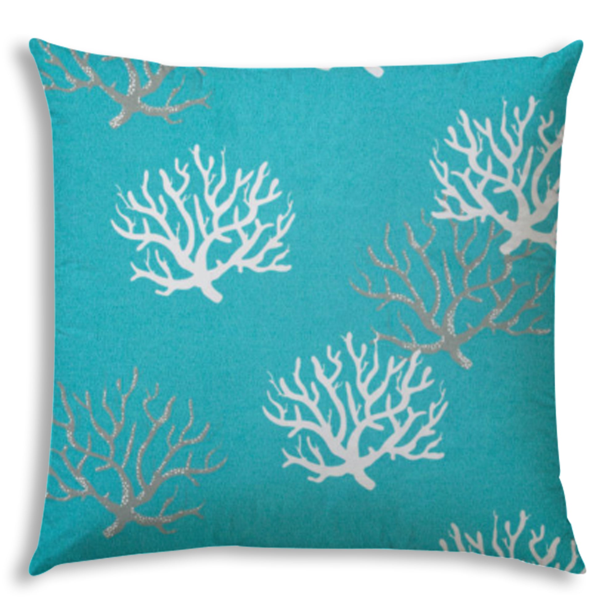 FLOATING CORAL Aqua Indoor/Outdoor Pillow - Sewn Closure