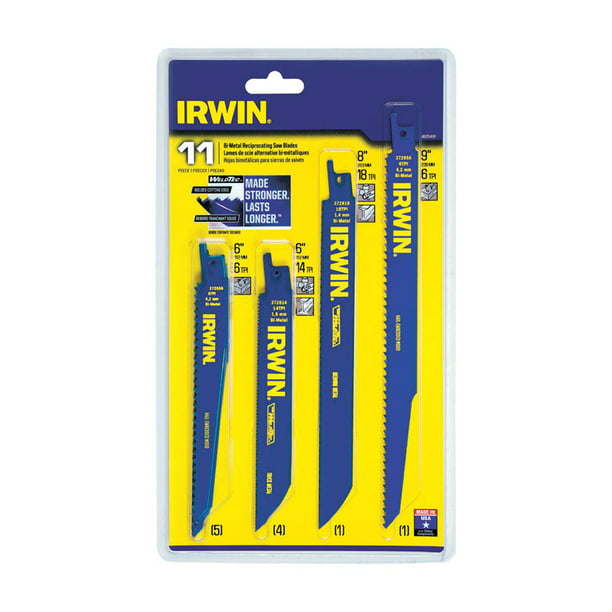 Irwin Assorted" Bi-Metal Reciprocating Saw Blade Set Multi TPI 11 pk