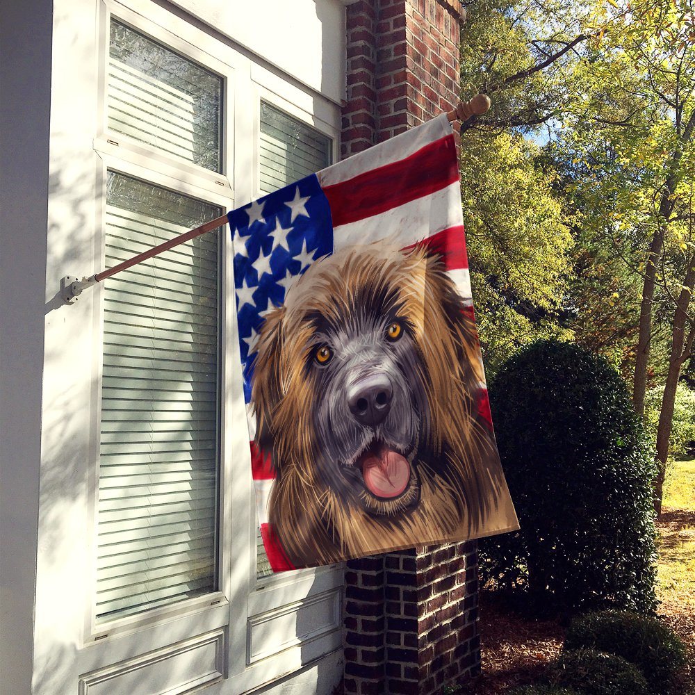 Leonberger American Flag Flag Canvas House Size