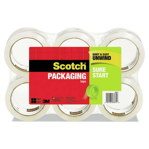 Scotch Sure Start Packaging Tape, Clear, 6 / Pack