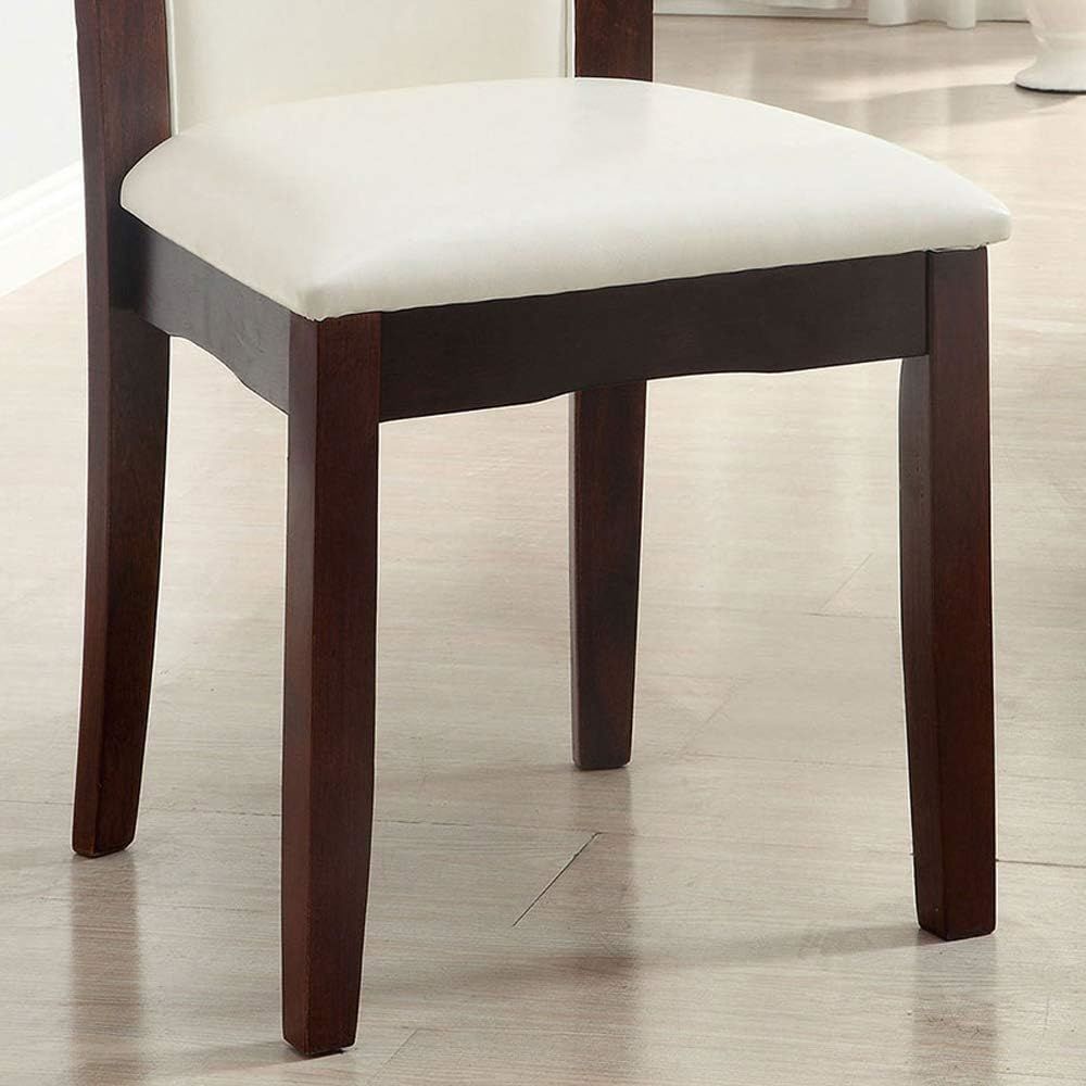 Style Comfort Contemporary 2pcs Side Chairs Dark Cherry And White Leatherette Cushion Seat Kitchen Dining Room Furniture