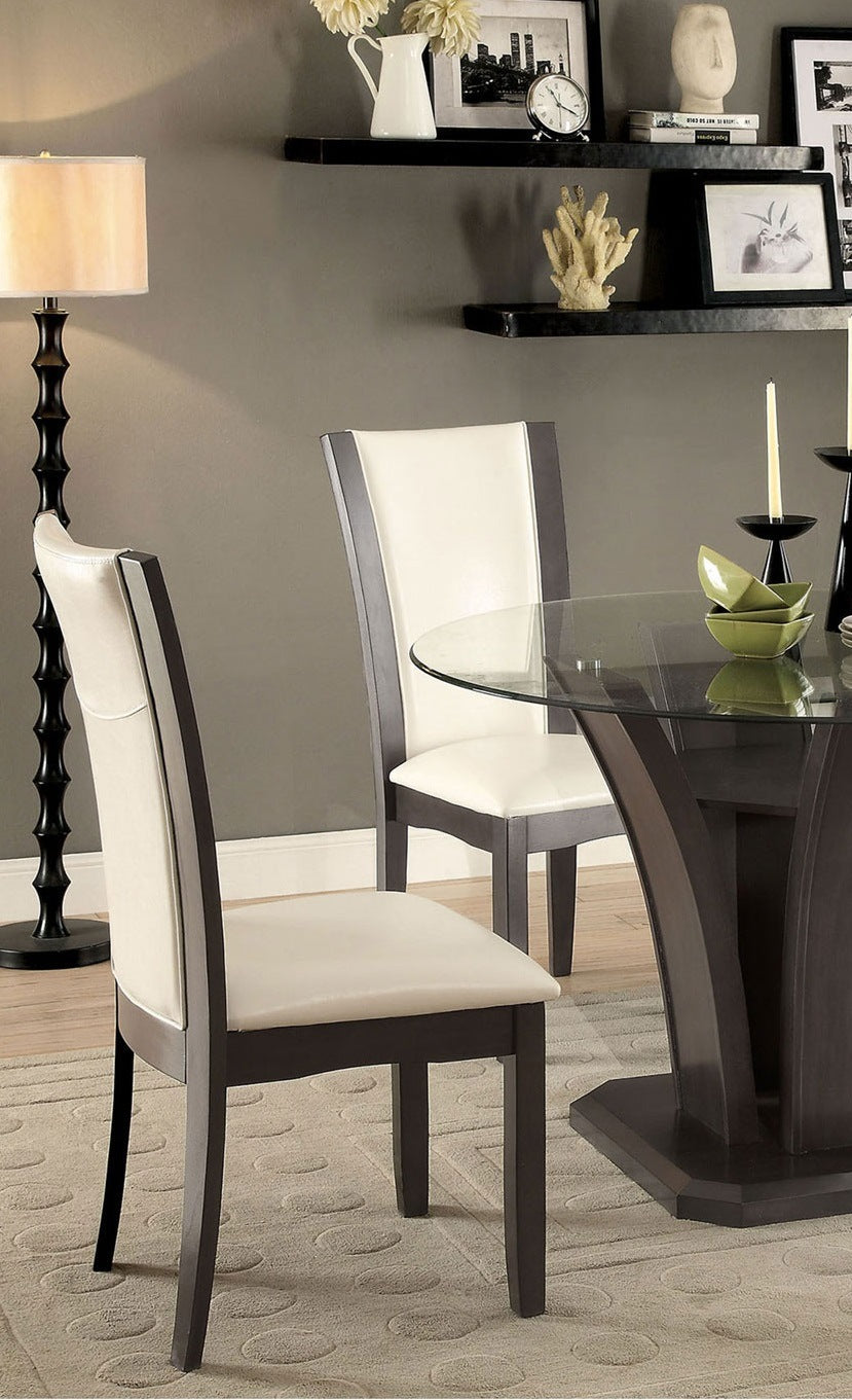 Style Comfort Contemporary 2pcs Side Chairs Gray And White Leatherette Cushion Seat Kitchen Dining Room Furniture