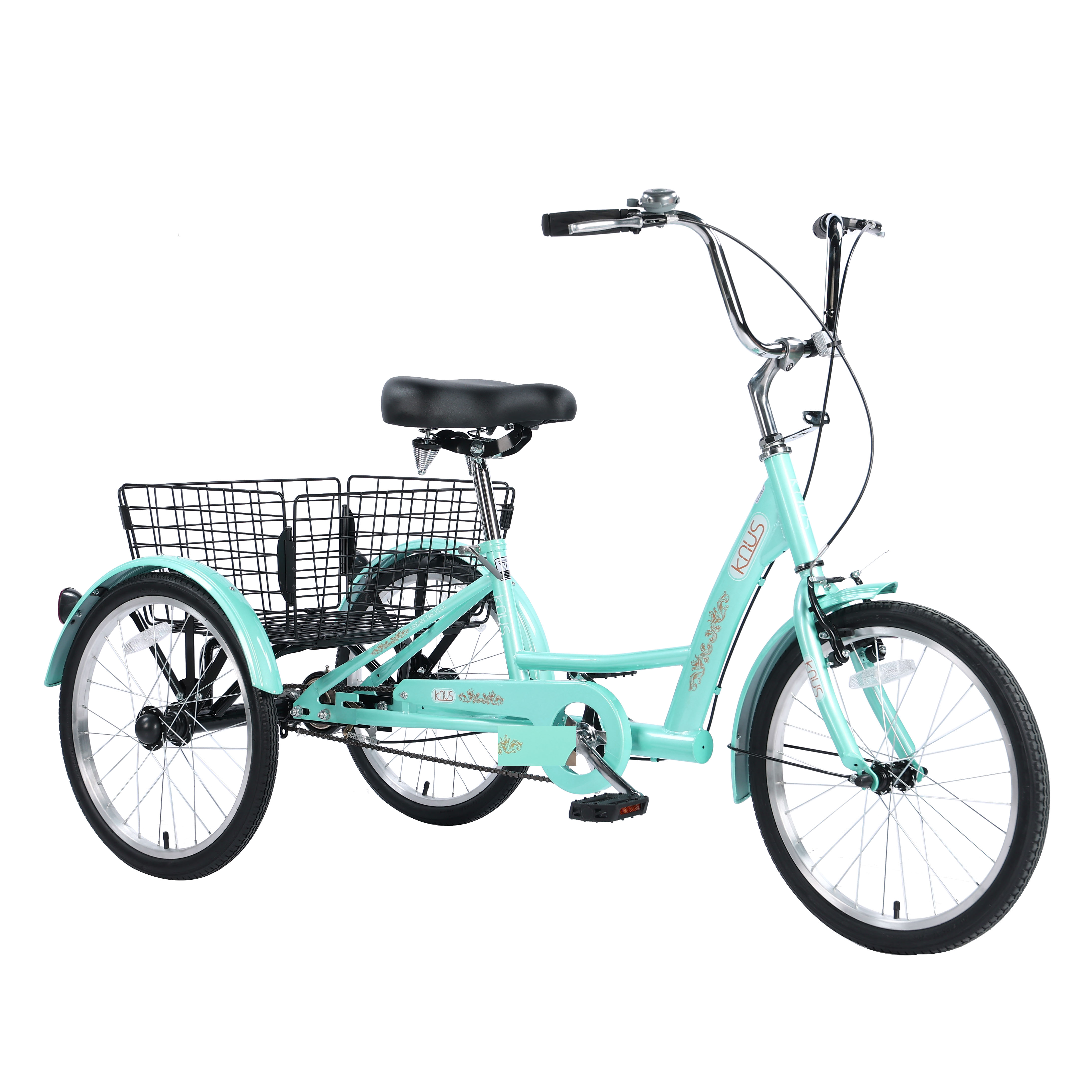 20" European Adult Tricycles 3 Wheel W/Installation Tools with Low Step-Through, Large Basket, Tricycle for Adults, Women, Men